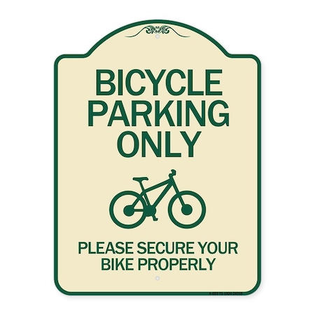 Signmission Bicycle Parking Please Secure Your Bike Properly Heavy-Gauge Aluminum Sign, 24" x 18", TG-1824-24319 A-DES-TG-1824-24319